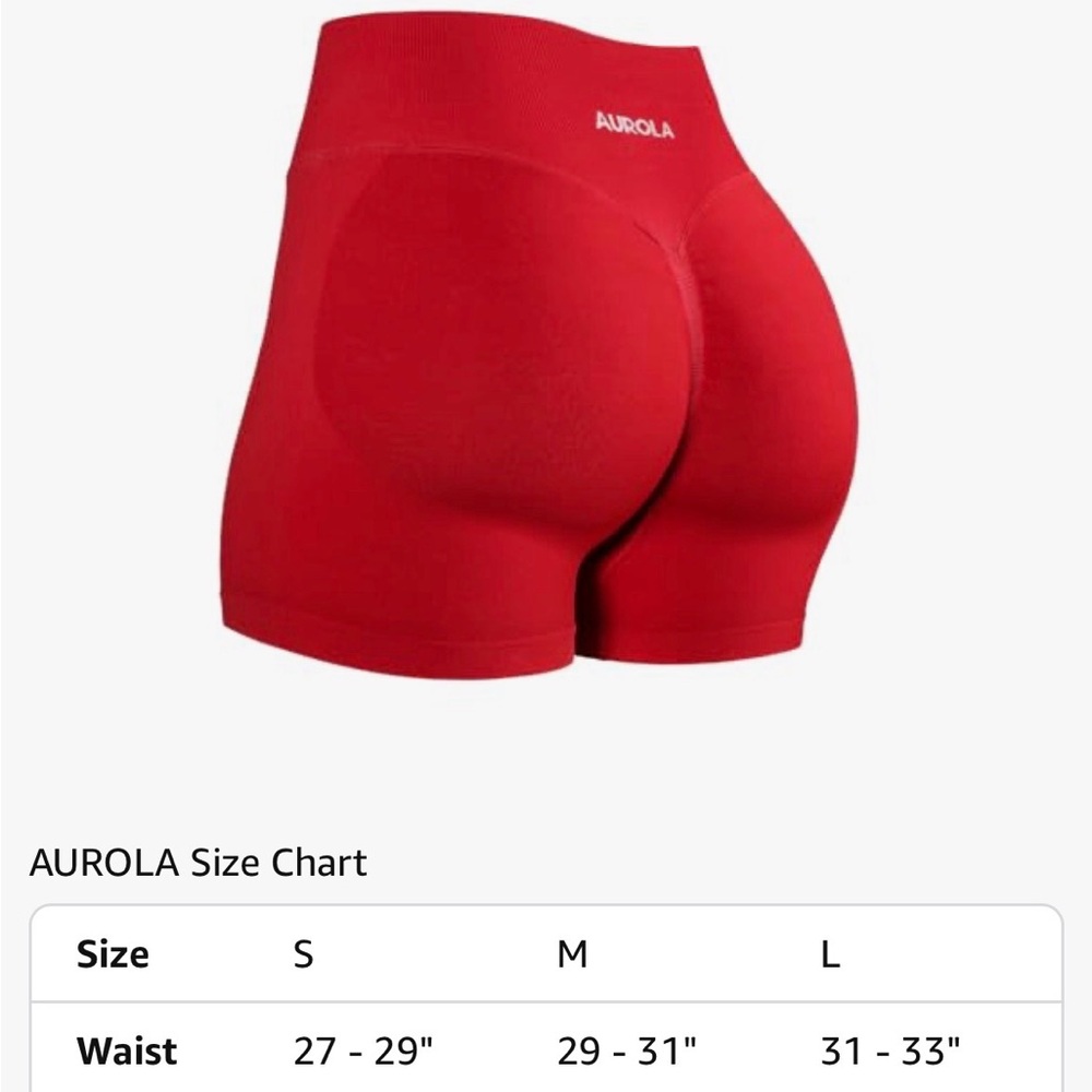 Aurola Women's Red High-Waist Bike Shorts with Butt Lift